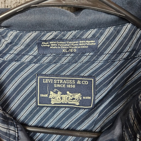 Levi Strauss & Co. Mens XL Blue Long Sleeve Button Up‎ Shirt Jacket Casual - Picture 7 of 10
